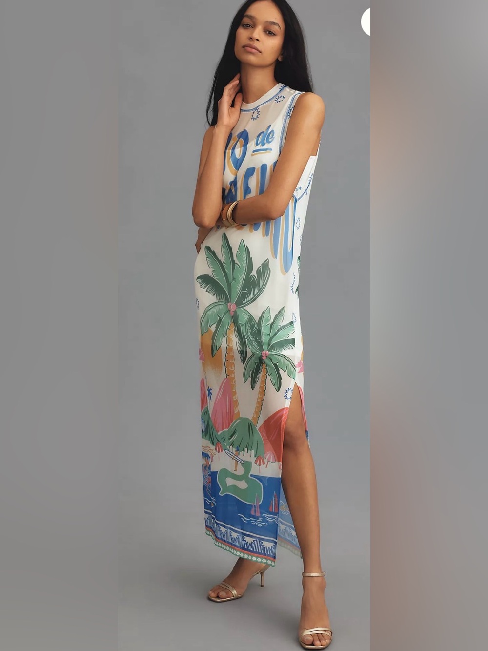 Farm Rio Graphic Mesh Midi Dress XSMALL